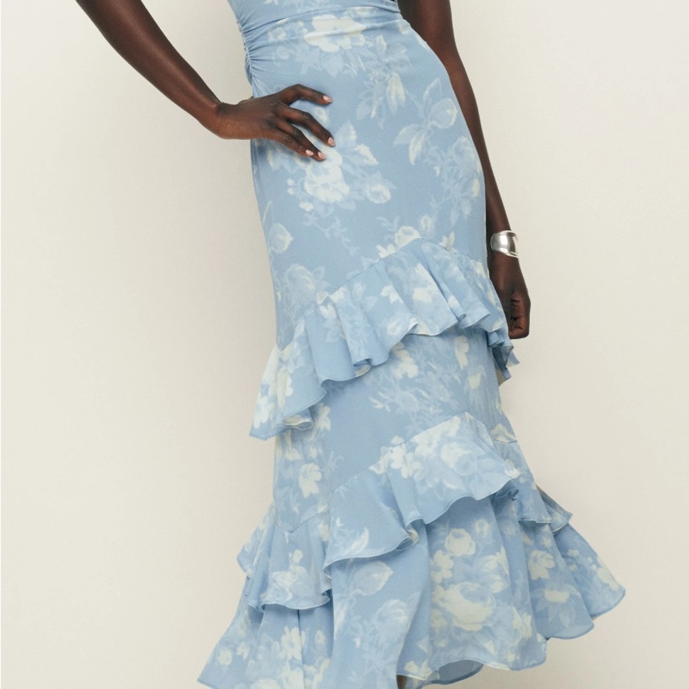 Reformation Blue Floral Maxi Skirt